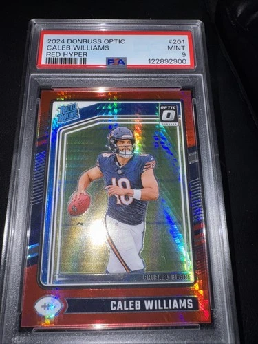 2024  Donruss Optic - Rated Rookie Caleb Williams  Red Hyper Prizm PSA 9 RC #201