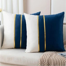 ZLINA Set of 2 Velvet Decorative 16" x (Pack 2), Navy Blue 