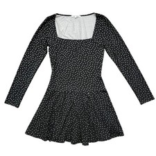 Reformation Coen Knit Black Polka Dot Dress Size Small