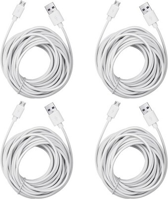 Smays 4-Pack 25ft Security Camera Micro USB Extension Cable Compatible White 