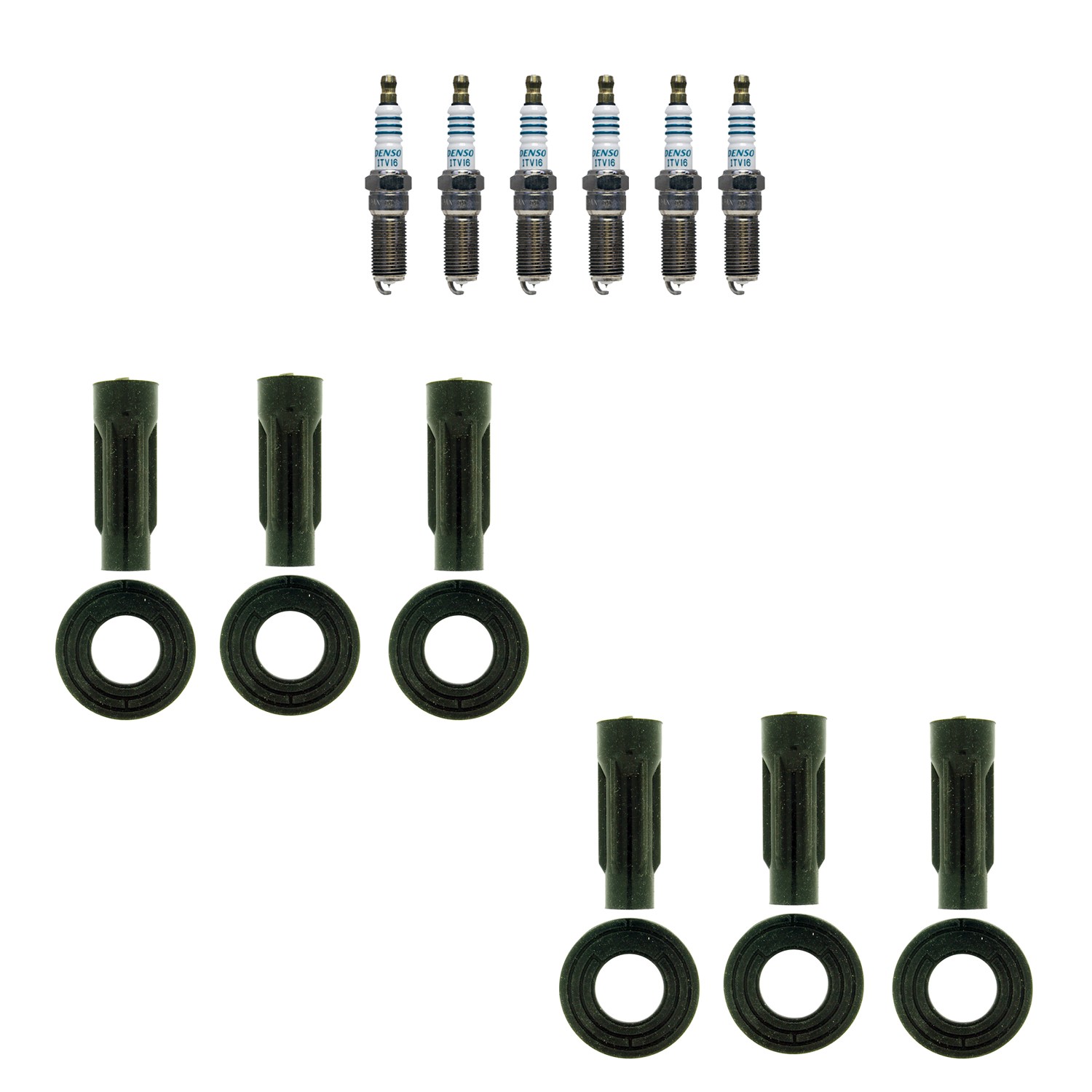 Denso 6 Iridium Spark Plugs  NGK 6 Coil Boots Kit for Mazda Tribute 3L V6 09-11