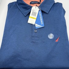 Nautica Men's Classic-Fit Performance Polo Short Sleeve - Meduim Blue