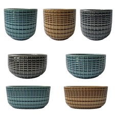 Ceramic Cache Plant Pot - Waffle Grid Texture- Choice of Size