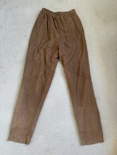Vintage I. Magnin 100 suede leather lined pull on pants, sz 12 sz 26 waist
