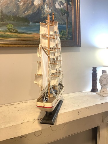 Model Whaling Ship, Vintage Clipper 1846, Three Masts, Marine Maritime Sailing - Picture 10 of 11