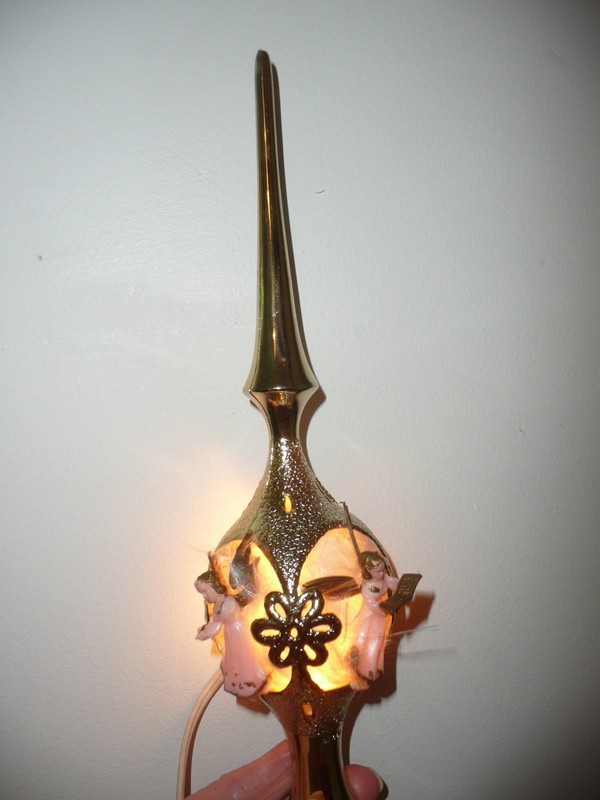 Vintage Jewelbrite Electrified Cathedral Tree Top Angel Christmas Tested Working
