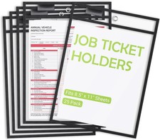 25-Pack 10x13-inch Job Ticket Holders Dry Erase Reusable Plastic Sleeves