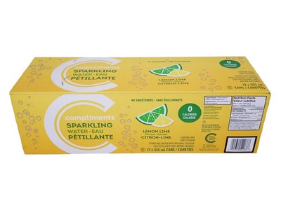 Compliments Sparkling Water, Lemon Lime Flavor, 12x355ml/12.5 fl oz