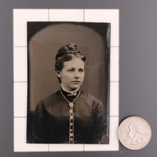 Antique CDV 6th Plate Tintype Photograph of a Proper Victorian Woman 1183