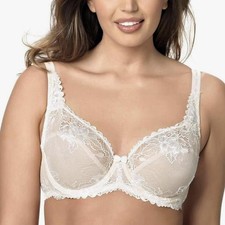 Paramour by Felina Madison Lace Underwire Bra 38C Beige Sheer Floral Mesh