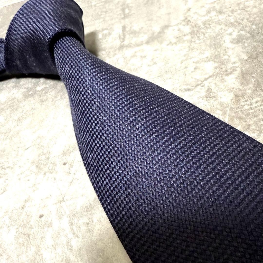 HERMES Necktie Navy Solid Plain Thick - image 2