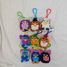 McDonalds 2000 Happy Meal Furby Plush Keychain Clip Toys Set Lot of 9