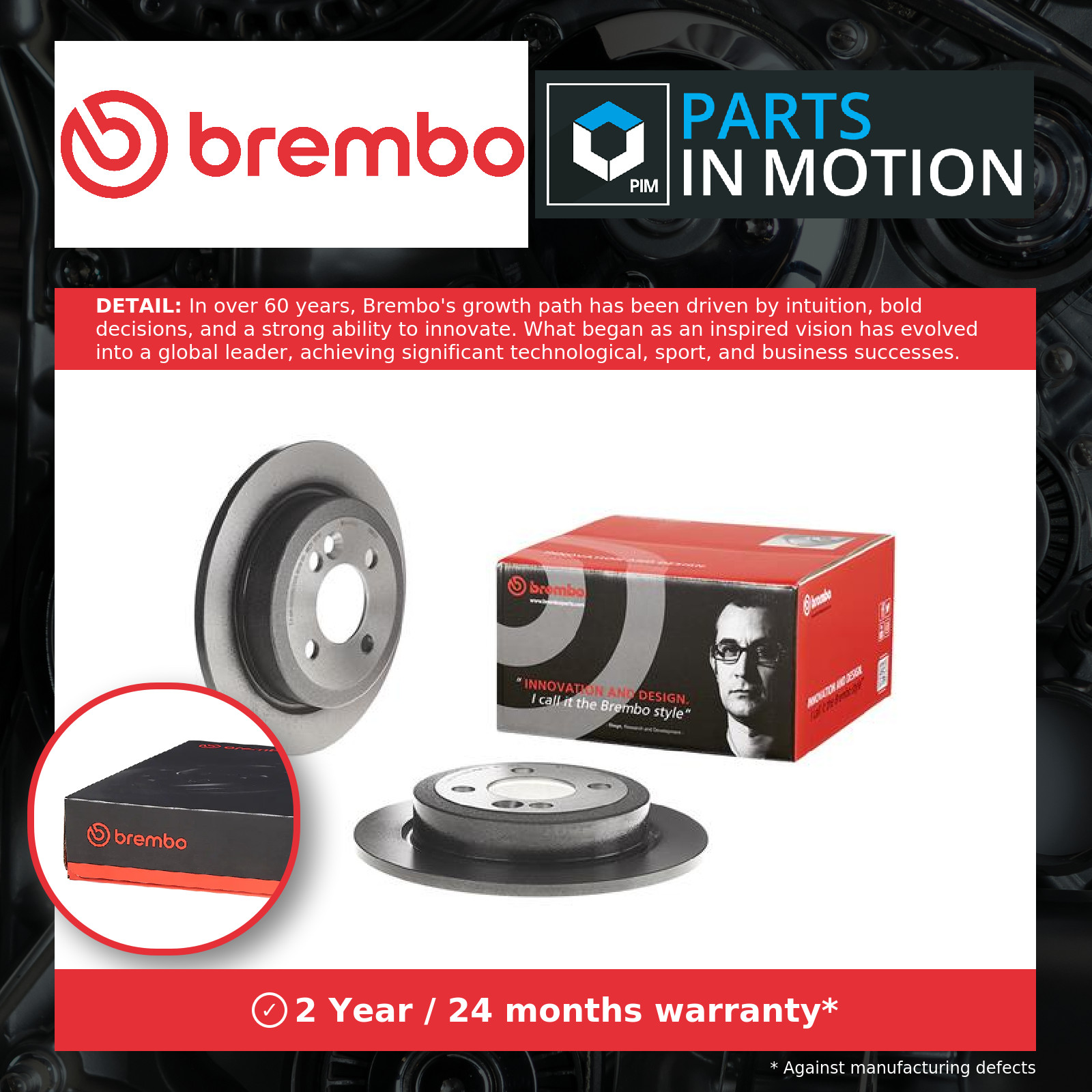 Brembo 2x Brake Discs Pair Solid Rear 259mm 08.9163.21 Set 34216774987 Brand New - Image 26