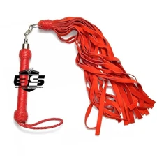 Durable Cowhide Leather Suede Flogger, 25 Heavy Red Tail