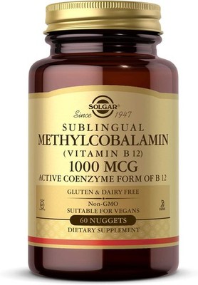 Solgar Methylcobalamin 1000 mcg, 60 Nuggets - Supports Energy Metabolism - Body-