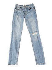 Reformation Women's Jean Distressed Light Wash Skinny Montego Button Fly Size 26