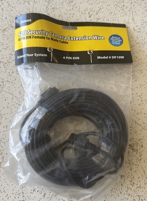 60ft Security Camera Extension Cable Wire DF10W. 4 Pin DIN Female/ Male Defender