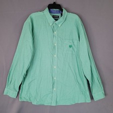 CHAPS Casual Button-Down Shirt Men's Green XXL Cotton Polyester