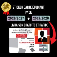 PACK Autocollant carte étudiant étudiante année 2026 2027 2028 sticker vignette
