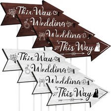 8 Pcs Wedding This Way Sign 15.7 x 6.7 Inch Wedding Directional Road Signs