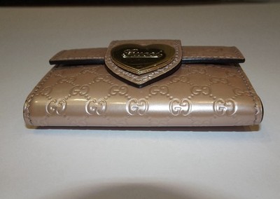 Gucci Guccissima Heart Logo Key Holder Wallet Metallic Gold