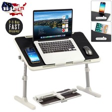 Bed Desk For Laptop Writing Adjustable Height And Tilt Portable Table Tray Black