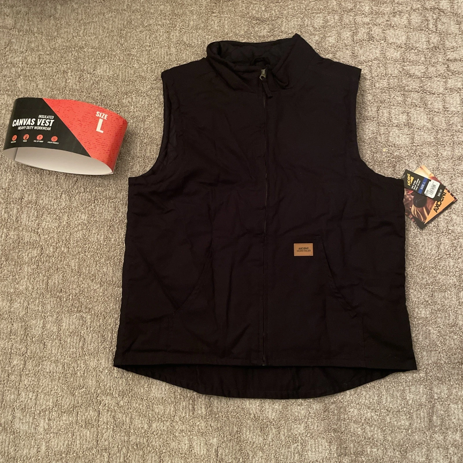 Men Sandstone Canvas Thermal Lined Work Duck Vest Industrial Winter Vest
