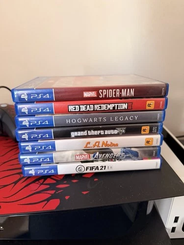 PS4: Spider-Man, RDD II, Hogwarts Legacy, GTA V, LA Noire, Avengers, Fifa 21