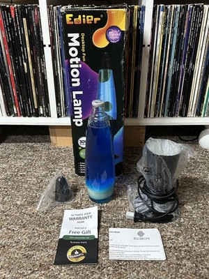 Vintage EDIER Desktop Fun Motion Lamp 16  Rocket Bullet Lava Lamp Blue 1990s