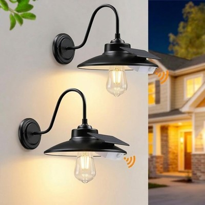 2 Pack Outdoor Solar Power Barn Light Motion Sensor Wall Light Exterior Fixture