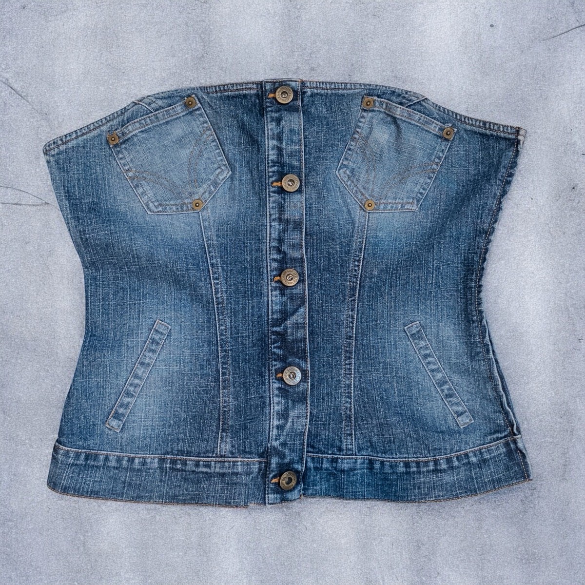 Rare Vintage Y2K D&G Dolce & Gabbana Denim Corset Bustier Top Size