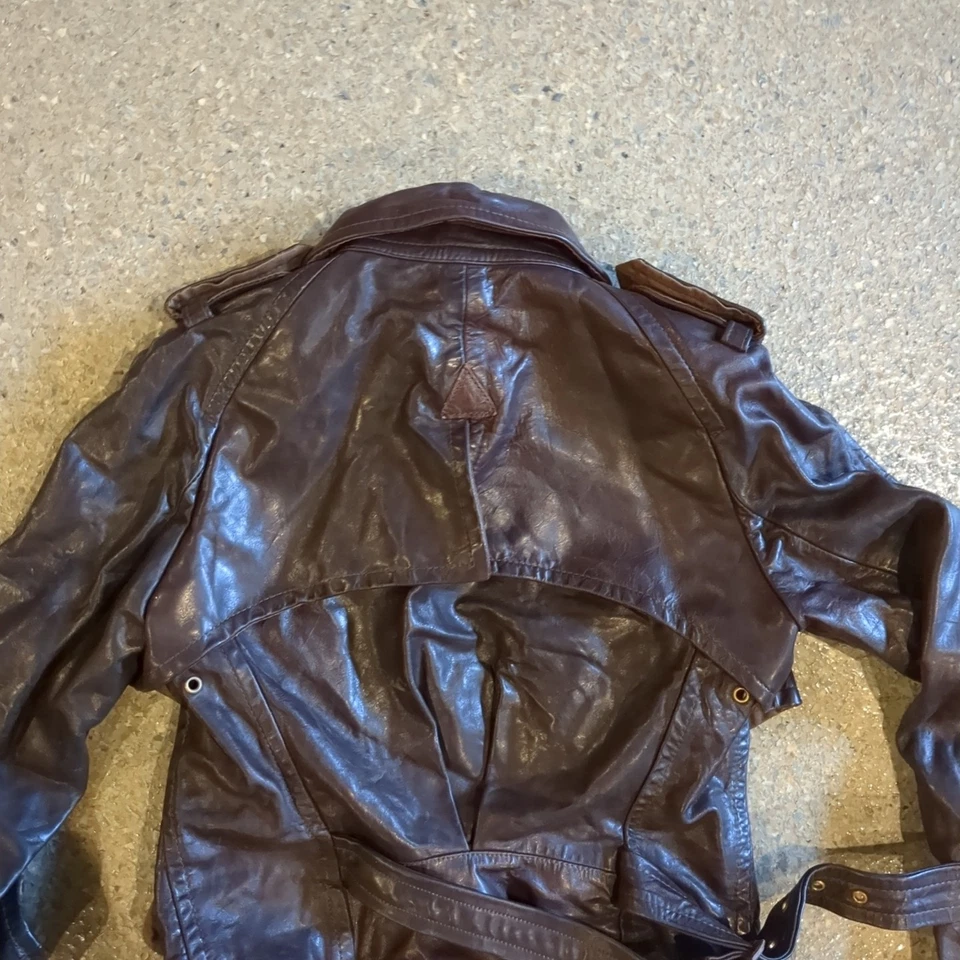 Chaqueta DSQUARED2 Mujer CUERO Talla 46 Marrón Hecha en Italia 100% Cuero Rara Foto 2 de 4