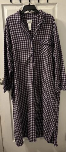 Amanda Stewart Long Plaid 100% Cotton Flannel Button Front Nightgown 3XL - Picture 1 of 6