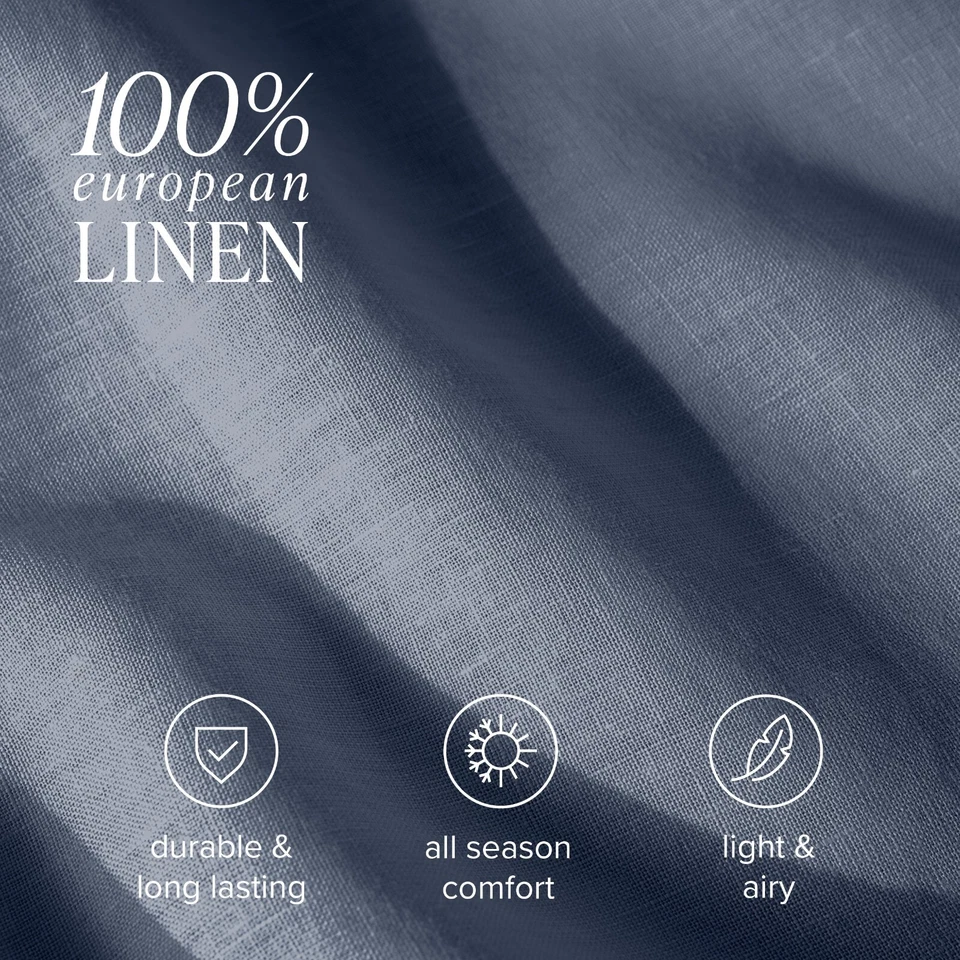 Luxury Lightweight & Breathable Natural 100% Linen Duvet Cover Set by Bare Home - Image 4 of 4