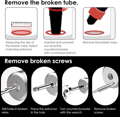 Set Estrattori Viti Danneggiate - 6 Pezzi In Acciaio - Per Viti Rotte O Striate, Con Supporto Magnetico - Foto 3