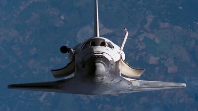 Landscape rocket space shuttle nasa frontal view top Custom Gaming Mat Desk