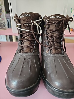 Nautica men's Brown Duck Boots water resistant US13 Size 13- Has Wear