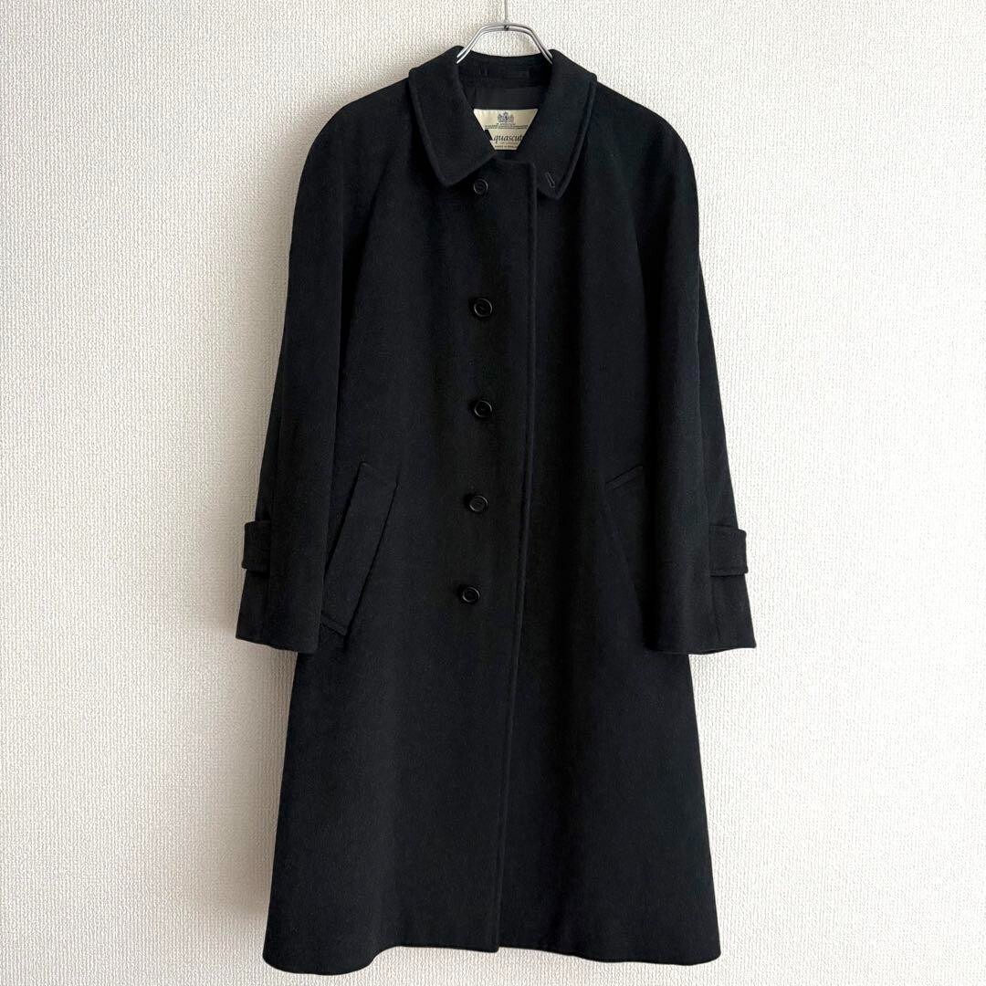 Aquascutum 100% Cashmere Balmacaan Coat Gray leaning towards black