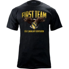 US Army 1st Cavalry Division Eagle and Shield Bold Colors Veteran T-Shirt