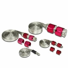 Braided Radiator Hose Sleeving Kit Sleeves Stainless Steel Braid Universal Red