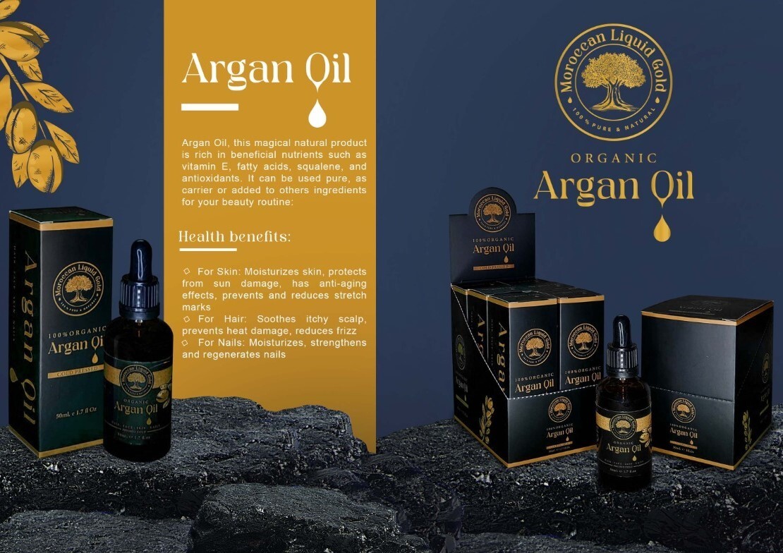 Argan Oil Organic Cosmetic Cold Pressed for Hair Face & Skin 1oz