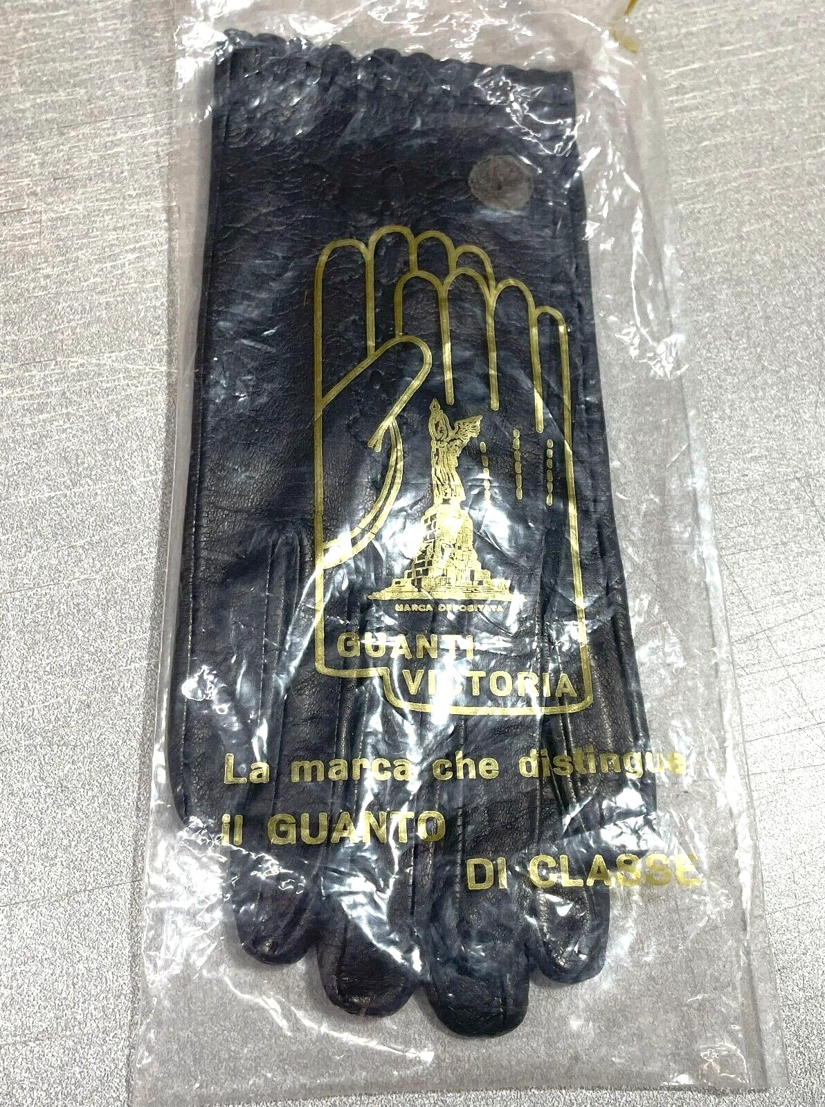 Vintage Italian Black Leather Women's Gloves Guanti Victoria X- SMALL SIZE 40