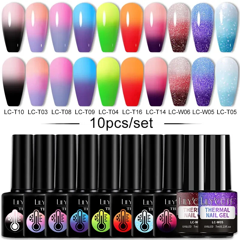 10Pcs Nail Polish Set Color-Changing Soak Off UV Long Lasting Nail Arts Varnish
Opens in a new windo