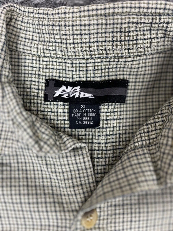 Vintage No Fear Shirt Mens XL Gray Button Up Skateboarding Made in USA 90s - Image 2 of 4