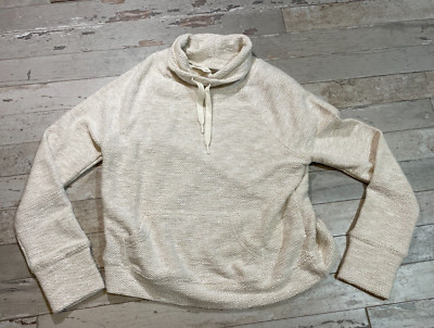 OFFLINE by Aerie Pullover Woven Loose-Neck Hoodie Beige Woman