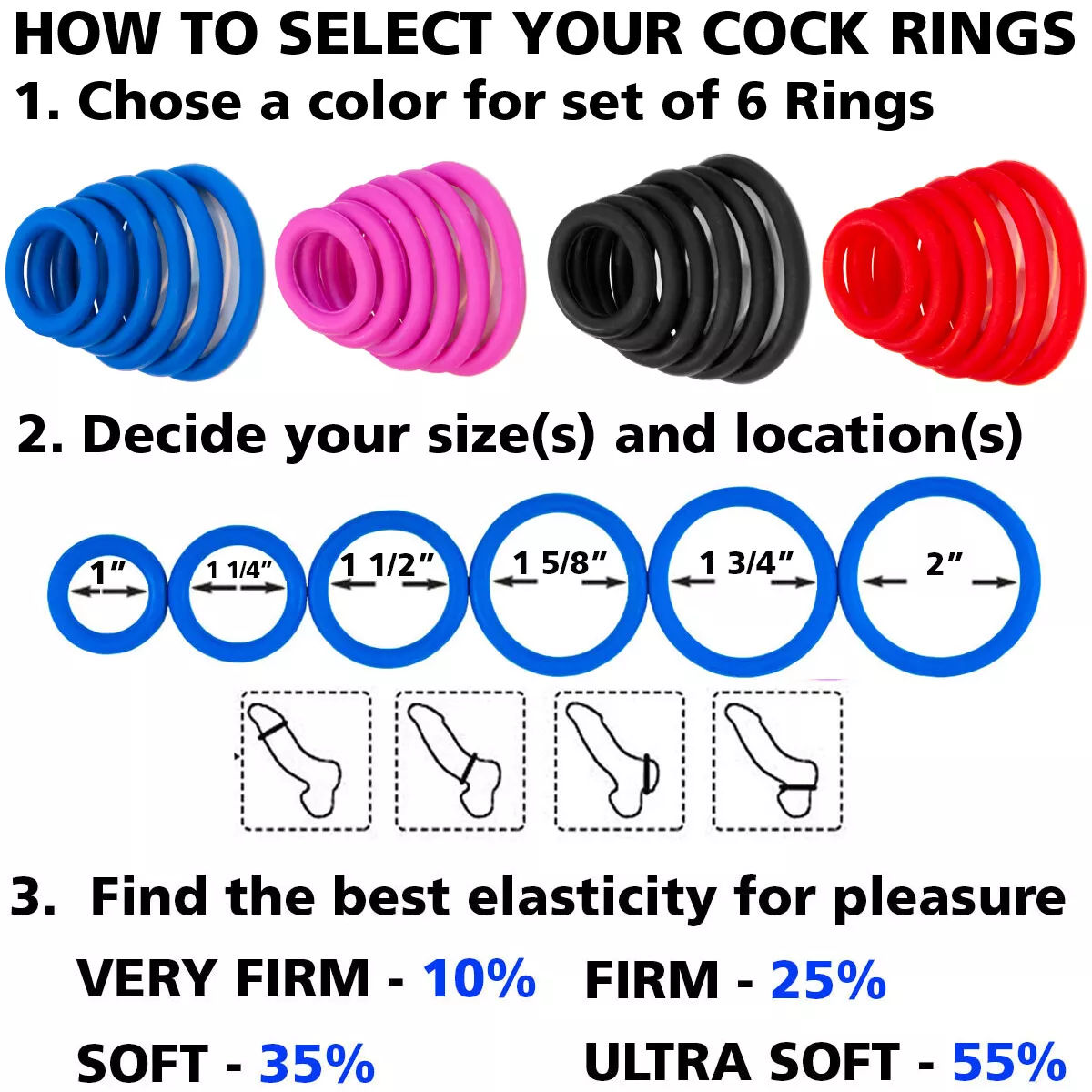 SCI Cock Ring 6 Size Pack Stay Harder Penis Rings Last Longer ED Solution