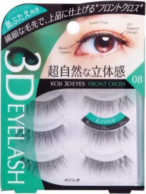Koji Honpo 3DEYES eyelash 08 front cross false Synthetic Hair eyelashes 3 pairs