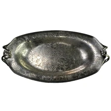 Tapestry Bird & Flower Design Weidlich Bros Mfg Co Silverplate Platter Tray 12"