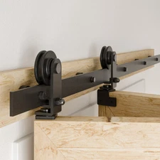 CCJH Bifold Sliding Barn Door Hardware Kit Folding Roller Flat Track for 2/4Door