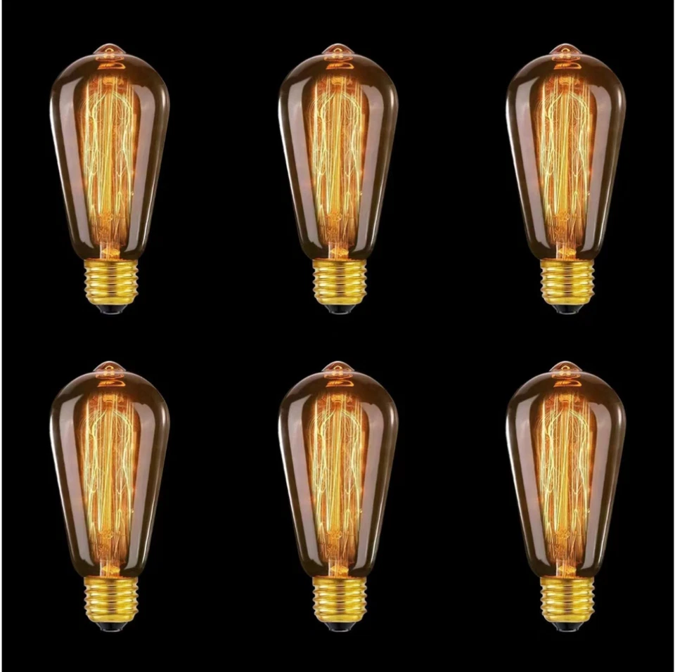 3 x ST64 Amber 40W ES E27 DIMMABE Vintage Light Bulb Squirrel CAGE INCANDESCENT - Image 3 of 3